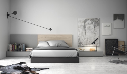 Chambre d'adulte avec tête de lit dans la couleur Nórdico.