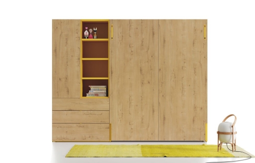 Composition avec un lit mural vertical en couleur Forêt