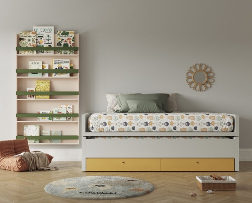 Lit double compact, polyvalent et multifonctionnel.